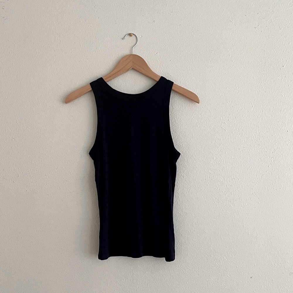 a new day Tank Top Ribbed Scoop T-shirt Navy Blue Wardrobe Staple